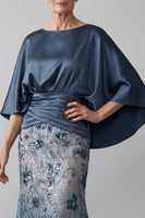 Load image into Gallery viewer, Mermaid Long Floral Navy Sparkly Sequin Mother of the Bride Dress