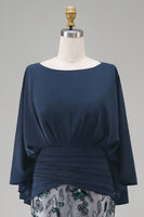 Load image into Gallery viewer, Mermaid Long Floral Navy Sparkly Sequin Mother of the Bride Dress