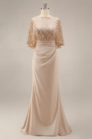 Load image into Gallery viewer, Sparkly Champagne Mermaid Sequin Long Mother of the Bride Dress with Pockets