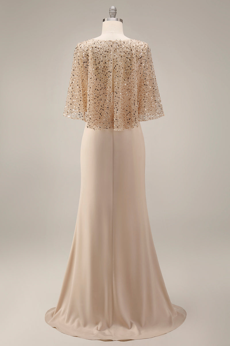 Load image into Gallery viewer, Sparkly Champagne Mermaid Sequin Long Mother of the Bride Dress with Pockets