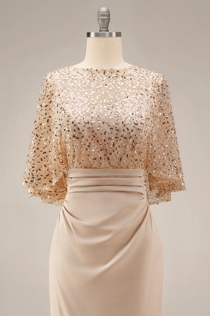 Load image into Gallery viewer, Sparkly Champagne Mermaid Sequin Long Mother of the Bride Dress with Pockets