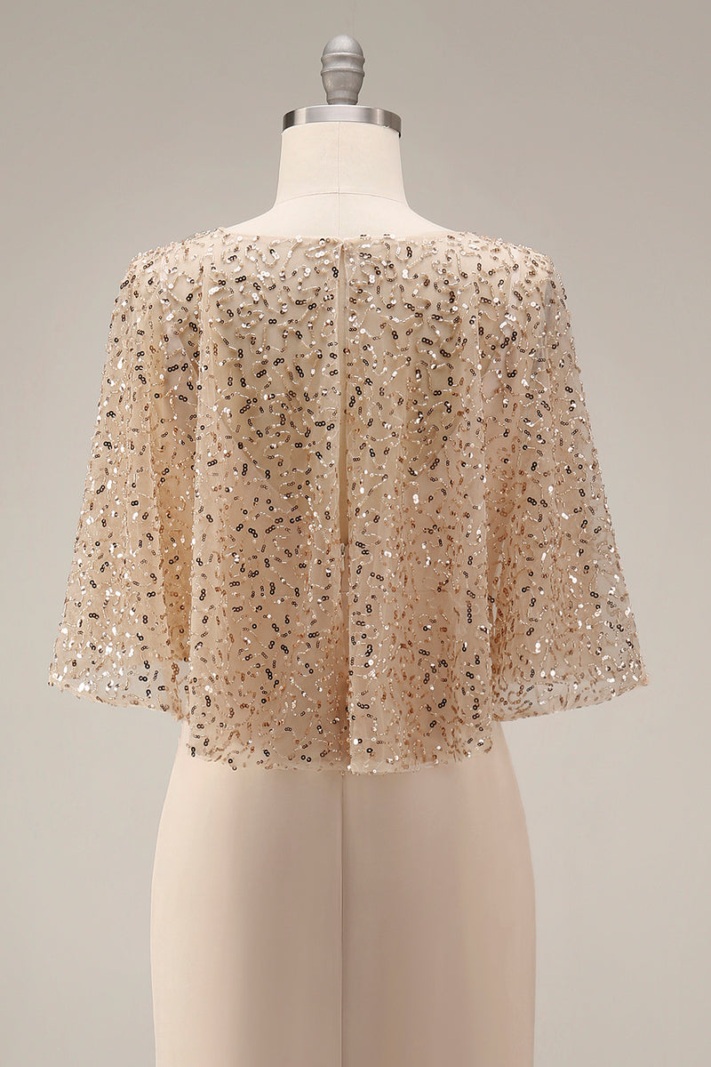 Load image into Gallery viewer, Sparkly Champagne Mermaid Sequin Long Mother of the Bride Dress with Pockets