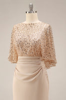 Load image into Gallery viewer, Sparkly Champagne Mermaid Sequin Long Mother of the Bride Dress with Pockets