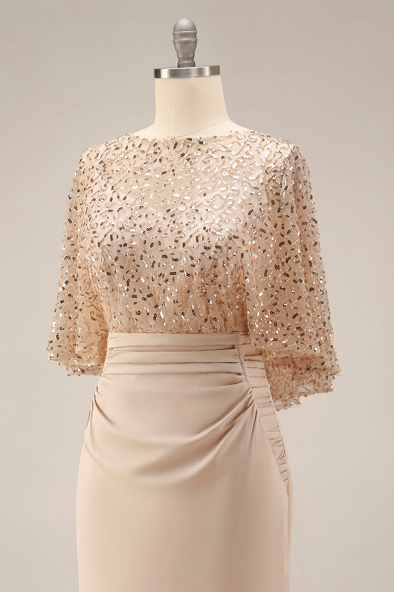 Load image into Gallery viewer, Sparkly Champagne Mermaid Sequin Long Mother of the Bride Dress with Pockets