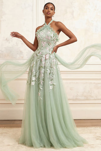 strapless open back dress Jill Sage Green Laced Bodice With Laced Back Leg Split Formal Prom Dre main image 1