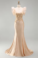 Load image into Gallery viewer, Blush Mermaid Corset V-Neck Floral Long Prom Dress with Ruffles