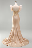 Load image into Gallery viewer, Blush Mermaid Corset V-Neck Floral Long Prom Dress with Ruffles
