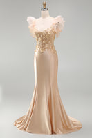 Load image into Gallery viewer, Blush Mermaid Corset V-Neck Floral Long Prom Dress with Ruffles