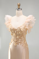 Load image into Gallery viewer, Blush Mermaid Corset V-Neck Floral Long Prom Dress with Ruffles