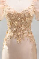 Load image into Gallery viewer, Blush Mermaid Corset V-Neck Floral Long Prom Dress with Ruffles