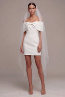 Load image into Gallery viewer, Tight White Short Off the Shoulder Graduation Dress with Bow