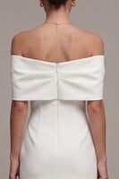 Load image into Gallery viewer, Tight White Short Off the Shoulder Graduation Dress with Bow