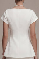 Load image into Gallery viewer, White Short Sleeves 2 Piece Bateau Neck Graduation Dress