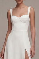 Load image into Gallery viewer, Ivory A Line Maxi Thick Straps Beach Wedding Dress with Slit