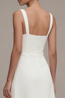 Load image into Gallery viewer, Ivory A Line Maxi Thick Straps Beach Wedding Dress with Slit