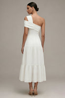 Load image into Gallery viewer, White Maxi One Shoulder A Line Beach Wedding Dress