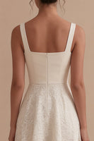 Load image into Gallery viewer, Square Neck Ivory Floral Maxi A Line Boho Lace Wedding Dress