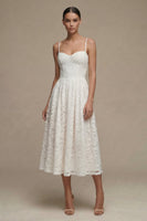 Load image into Gallery viewer, Spaghetti Straps White Corset Maxi Boho A Line Lace Wedding Dress
