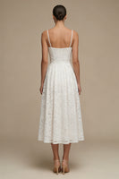 Load image into Gallery viewer, Spaghetti Straps White Corset Maxi Boho A Line Lace Wedding Dress