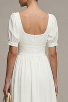 Load image into Gallery viewer, White Maxi Short Sleeves A Line Beach Wedding Dress