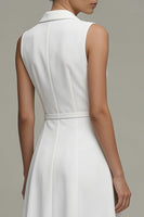 Load image into Gallery viewer, Simple Midi White A Line Shawl Lapel Work Dress