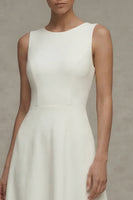 Load image into Gallery viewer, White Simple A Line Round Neck Maxi Beach Wedding Dress