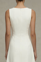 Load image into Gallery viewer, White Simple A Line Round Neck Maxi Beach Wedding Dress