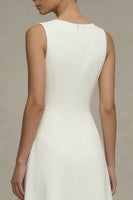 Load image into Gallery viewer, White Simple A Line Round Neck Maxi Beach Wedding Dress