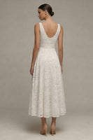 Load image into Gallery viewer, Lace Floral V-Neck Ivory A Line Maxi Boho Wedding Dress