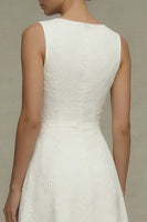 Load image into Gallery viewer, Floral White Round Neck Maxi A Line Boho Wedding Dress