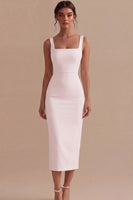 Load image into Gallery viewer, Square Neck Maxi Bodycon White Engagement Dress