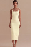 Load image into Gallery viewer, Square Neck Maxi Bodycon White Engagement Dress