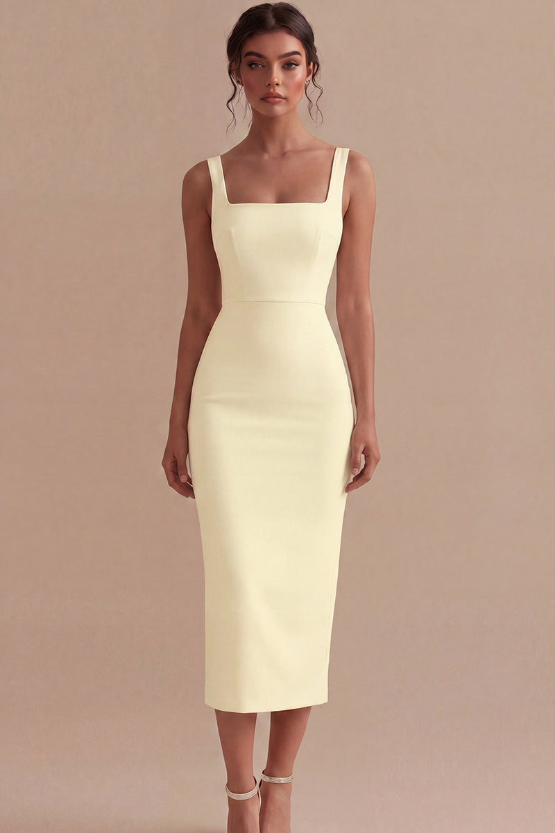 Load image into Gallery viewer, Square Neck Maxi Bodycon White Engagement Dress