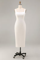 Load image into Gallery viewer, Square Neck Maxi Bodycon White Engagement Dress