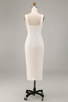 Load image into Gallery viewer, Square Neck Maxi Bodycon White Engagement Dress