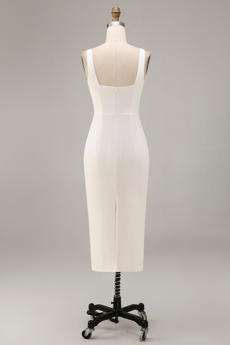 Load image into Gallery viewer, Square Neck Maxi Bodycon White Engagement Dress