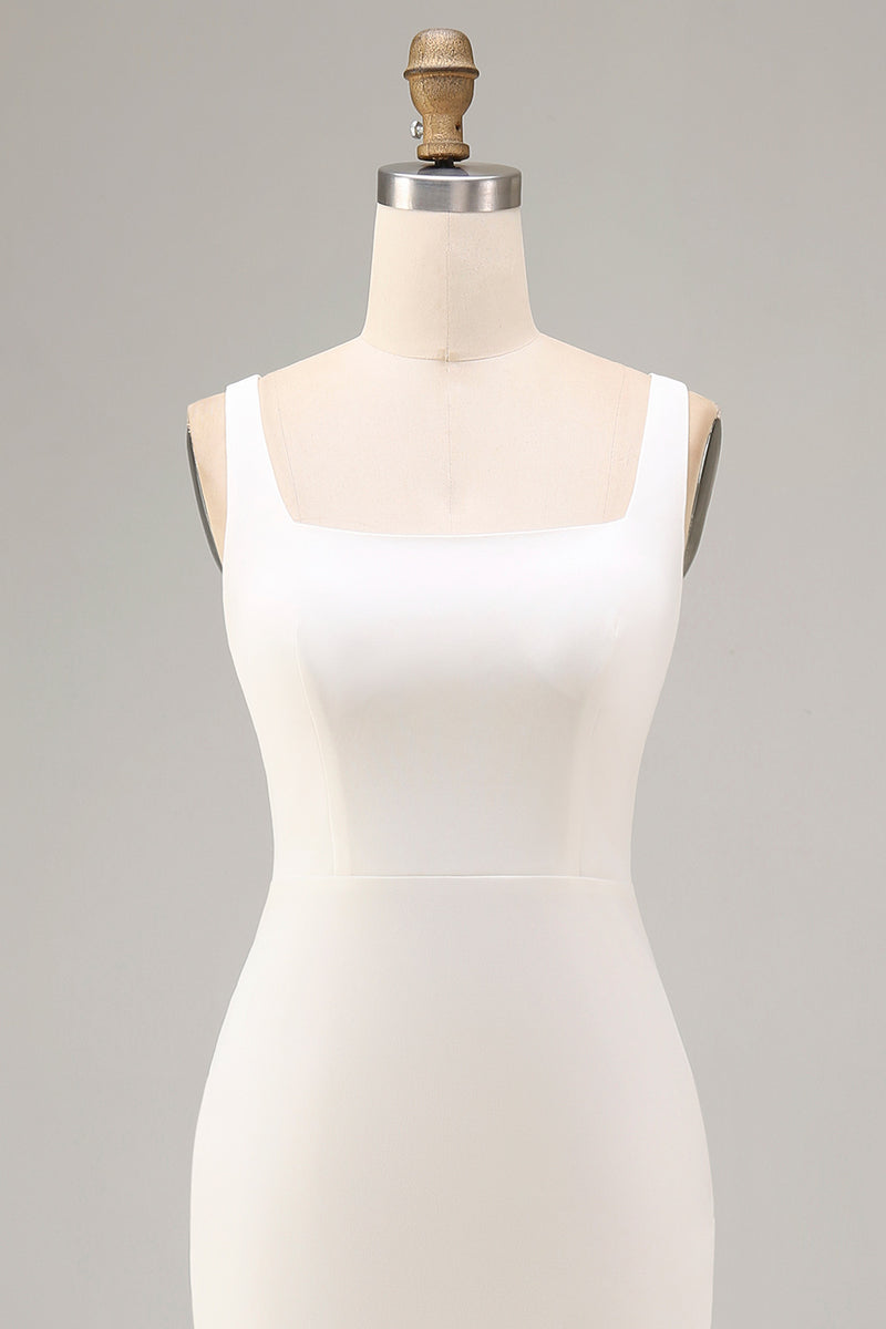 Load image into Gallery viewer, Square Neck Maxi Bodycon White Engagement Dress