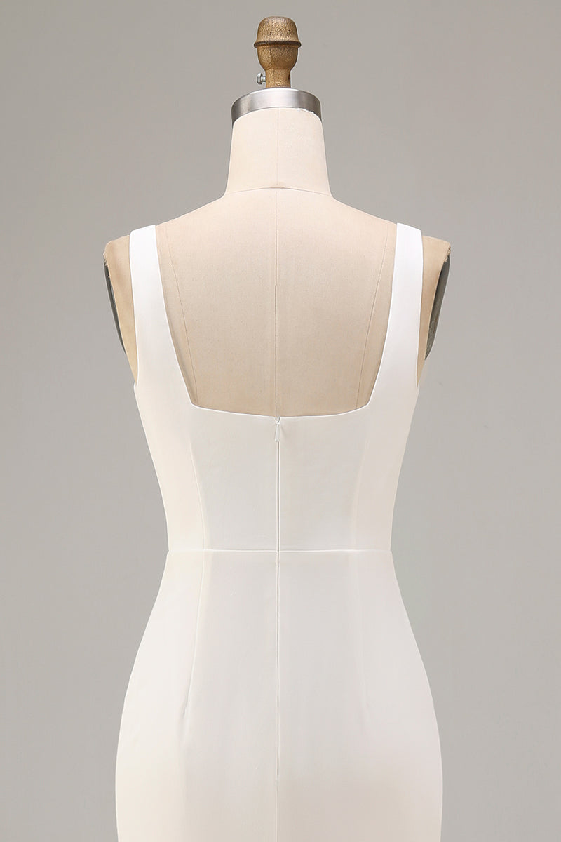 Load image into Gallery viewer, Square Neck Maxi Bodycon White Engagement Dress