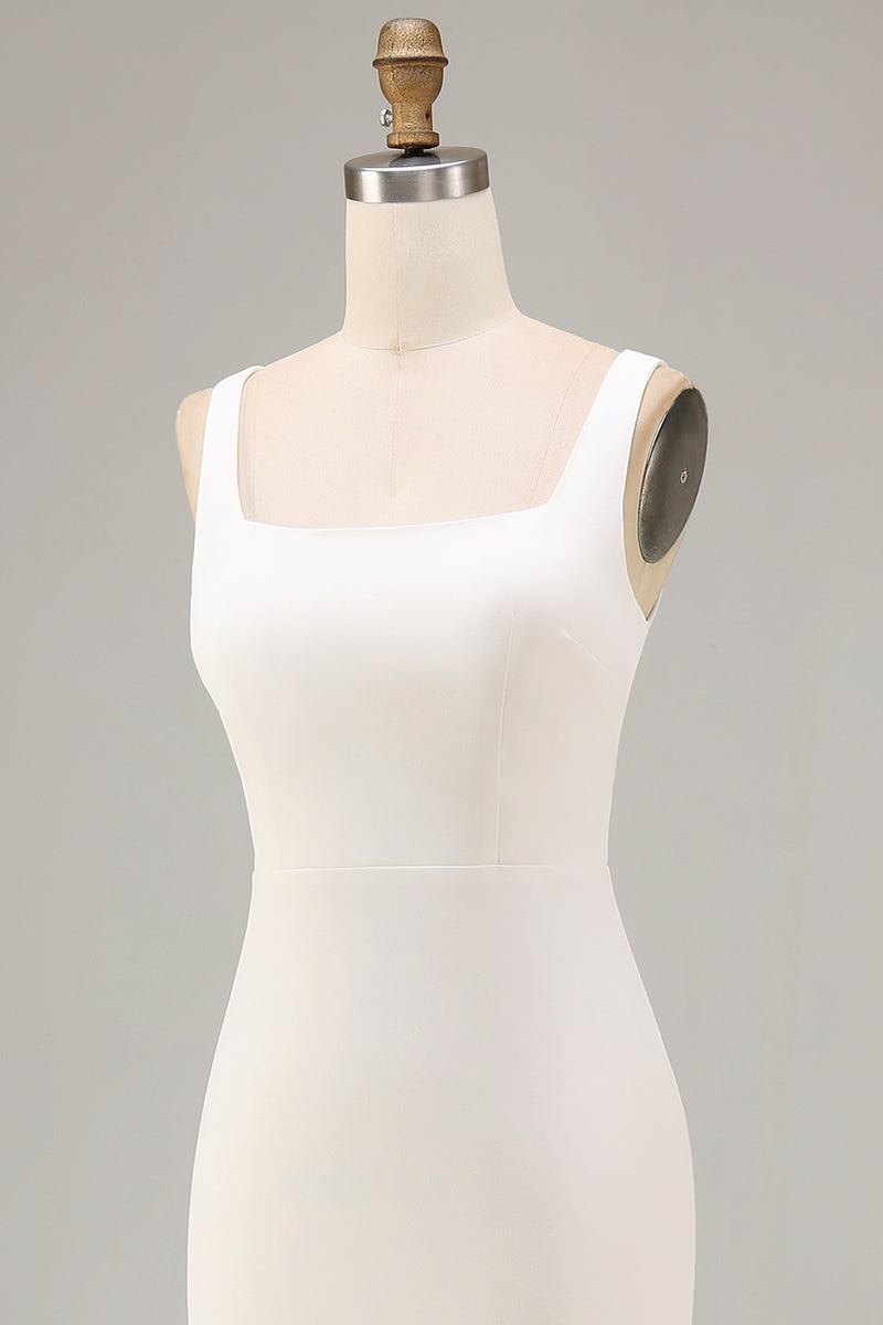 Load image into Gallery viewer, Square Neck Maxi Bodycon White Engagement Dress