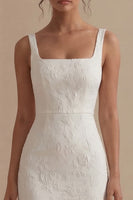 Load image into Gallery viewer, Floral Square Neck Bodycon White Maxi Beach Wedding Dress