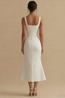 Load image into Gallery viewer, Mermaid Floral White Square Neck Maxi Beach Wedding Dress