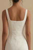 Load image into Gallery viewer, Mermaid Floral White Square Neck Maxi Beach Wedding Dress