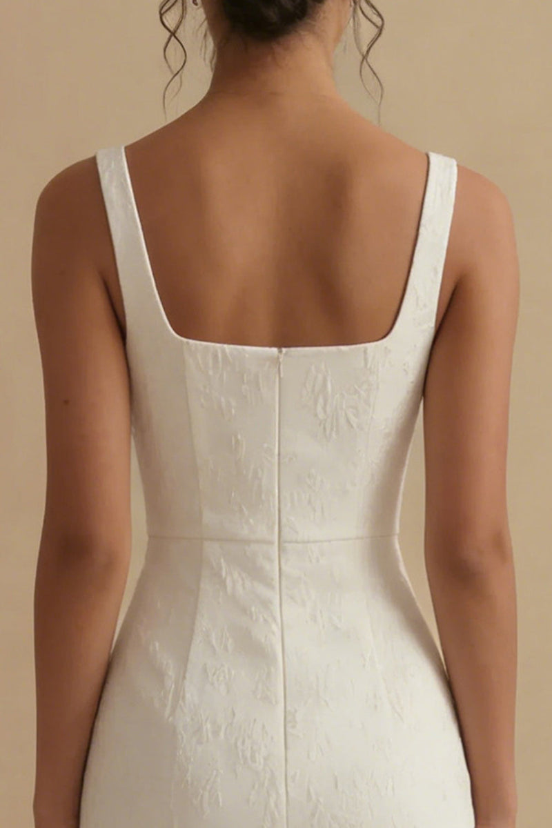 Load image into Gallery viewer, Mermaid Floral White Square Neck Maxi Beach Wedding Dress