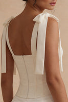 Load image into Gallery viewer, Bodycon Corset Short Basque Waist White Graduation Dress with Bow