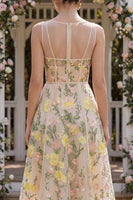 Load image into Gallery viewer, V-Neck Corset A Line Knee Length Champagne Wedding Guest Dress
