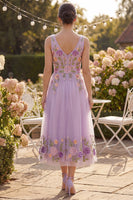 Load image into Gallery viewer, Lilac Maxi Floral V-Neck A Line Wedding Guest Dress