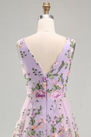 Load image into Gallery viewer, Lilac A Line Maxi Floral V-Neck Wedding Guest Dress