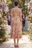 Load image into Gallery viewer, Ruffled A Line Maxi Blush Floral Wedding Guest Dress with Lace