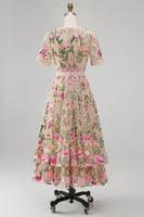 Load image into Gallery viewer, Ruffled A Line Maxi Blush Floral Wedding Guest Dress with Lace