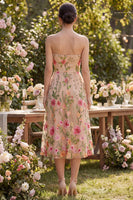 Load image into Gallery viewer, Strapless Maxi Floral A Line Blush Wedding Guest Dress